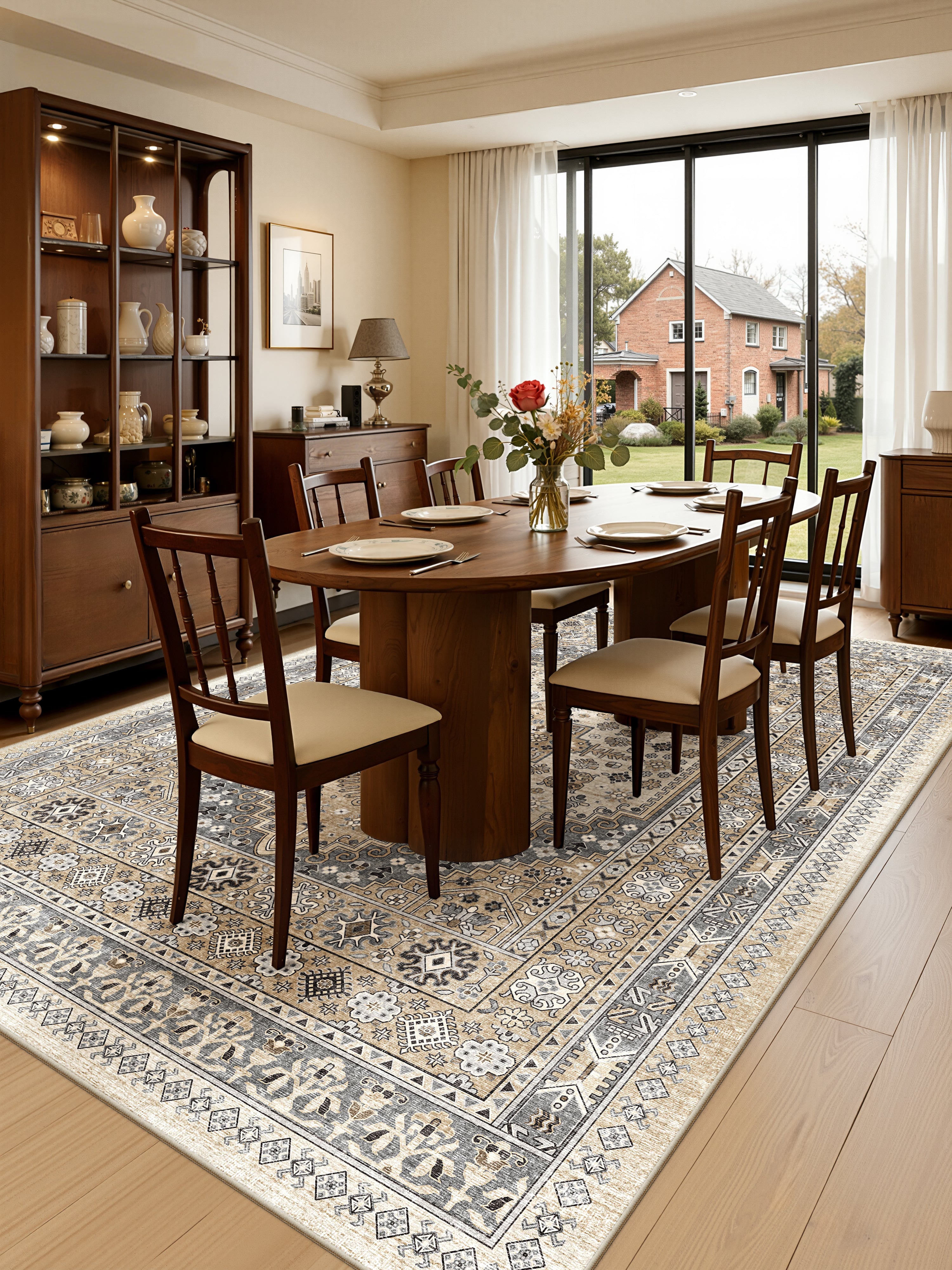 Comicomi Beige Large Area Rug Washable 8x10 Living Room Entryway