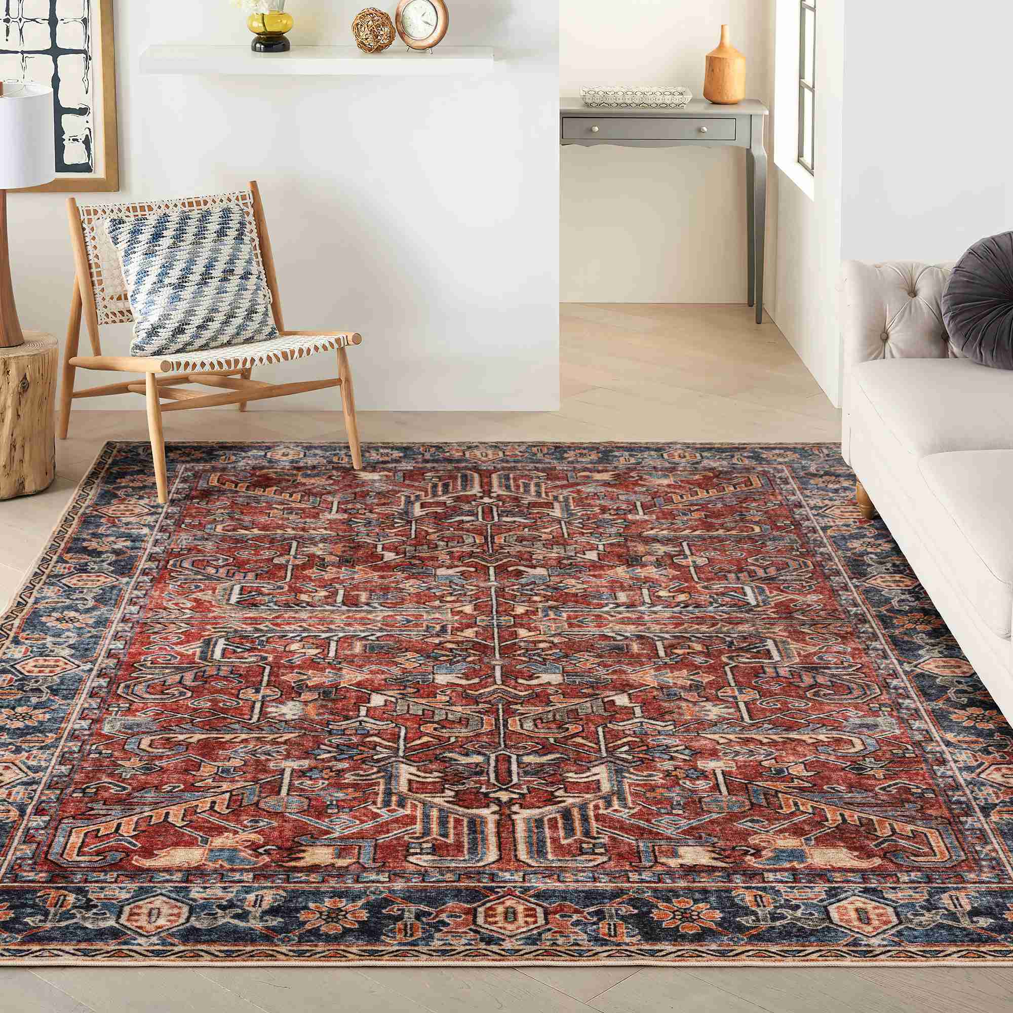 ComiComi Washable Area Rugs for Living Room Negareh Red