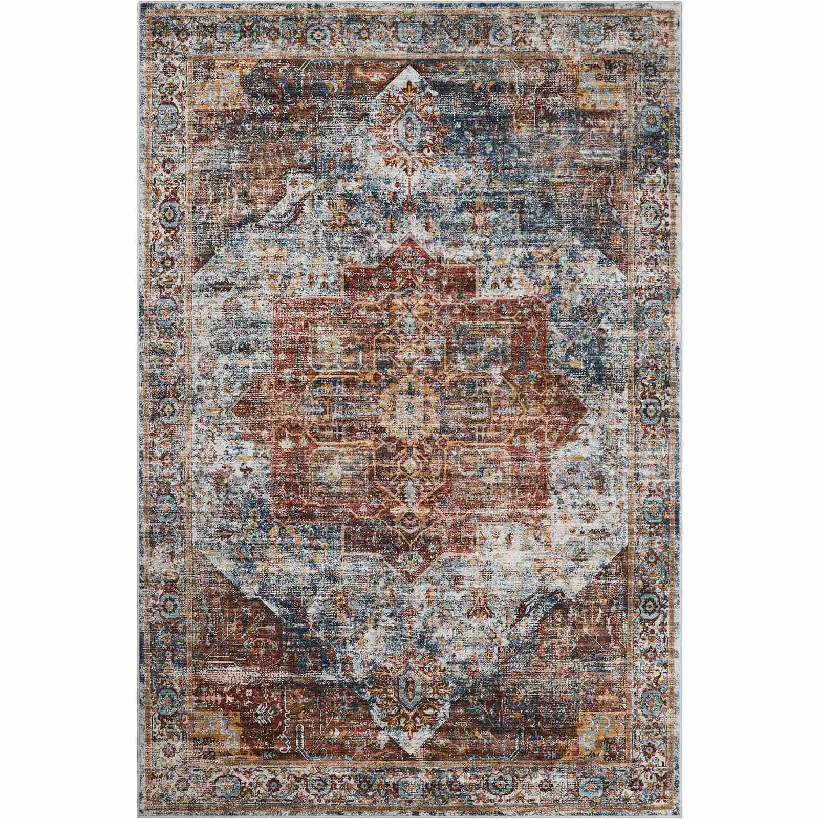ComiComi Washable  Patterned Rugs Keyvan Red