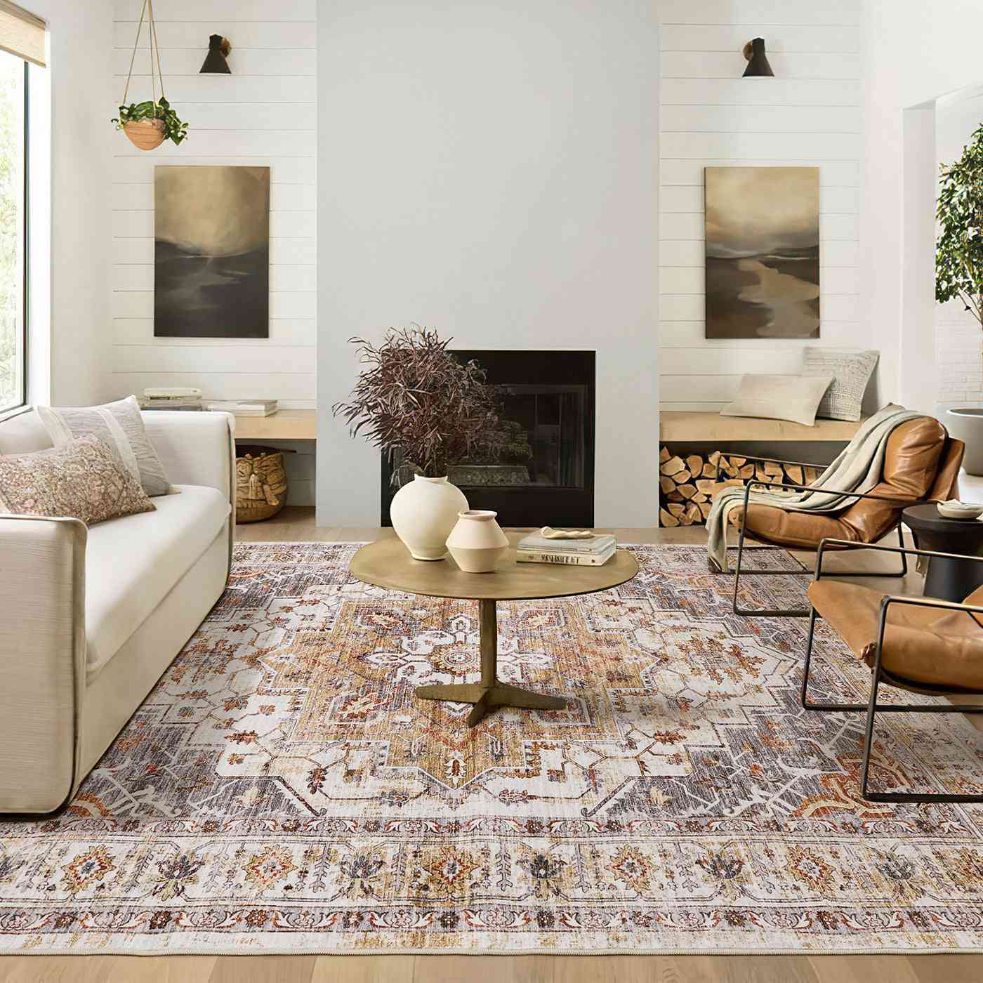 Comicomi beige area rugs for living room Atashin Signet Rug